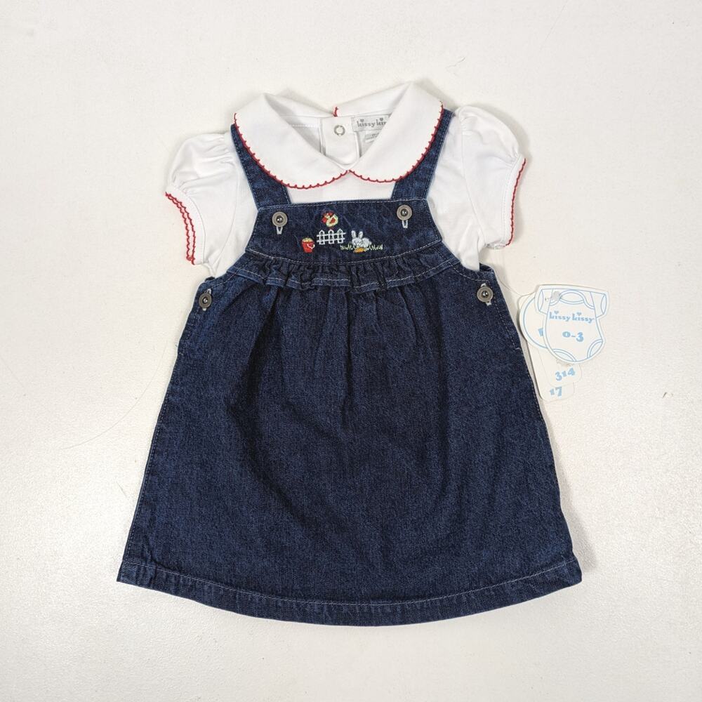 Kissy Kissy Dress Bodysuit Baby Girls Size 0-3m Farm Denim Embroidered